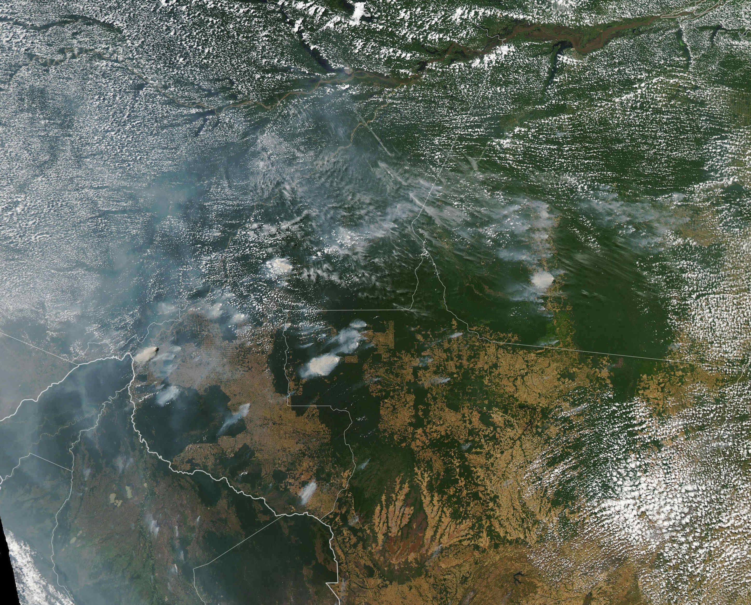 آتش سوزی جنگل آمازون از فضا