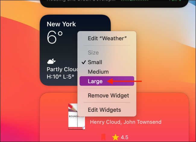 Choose a different size for a widget