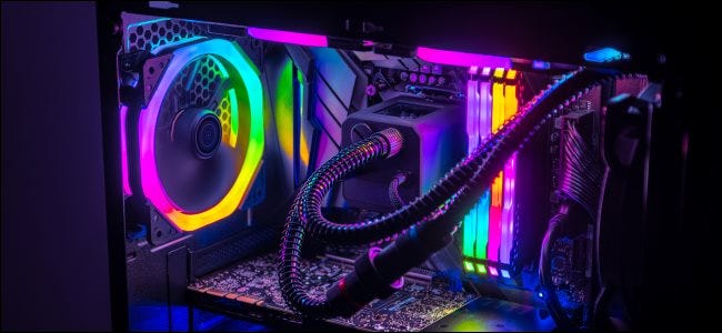 inside pc case with leds