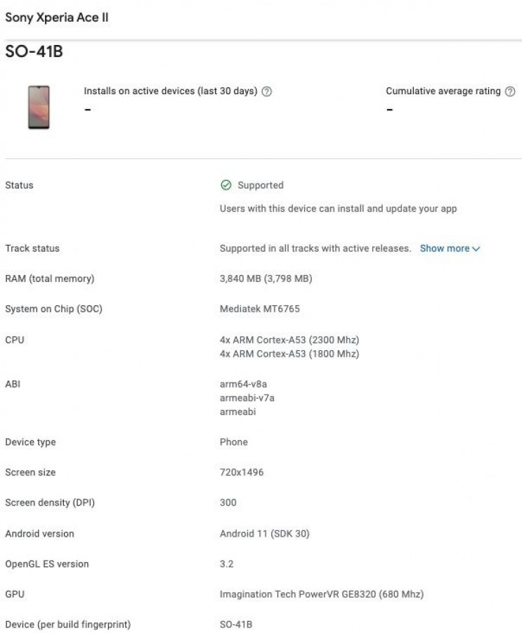 گوشی Sony Xperia Ace 2 در کنسول گوگل پلی رویت شد