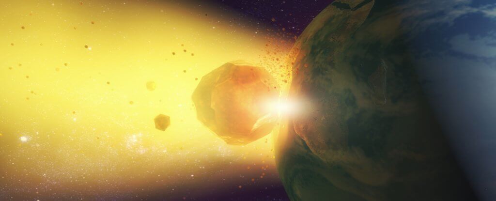 artist render of asteroid hitting a planet 1024