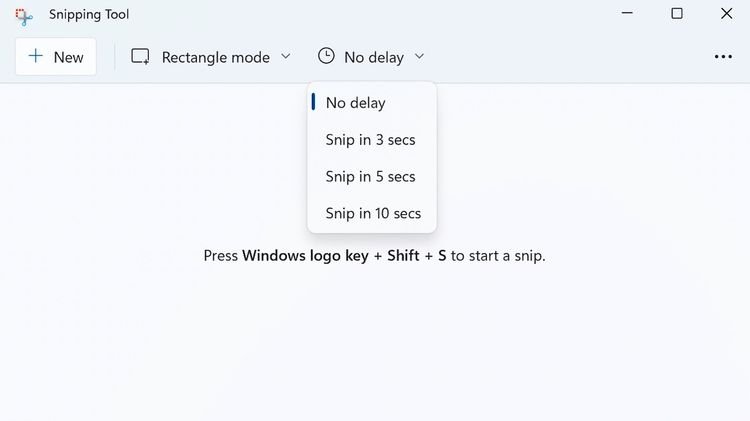 no delay option in snipping tool