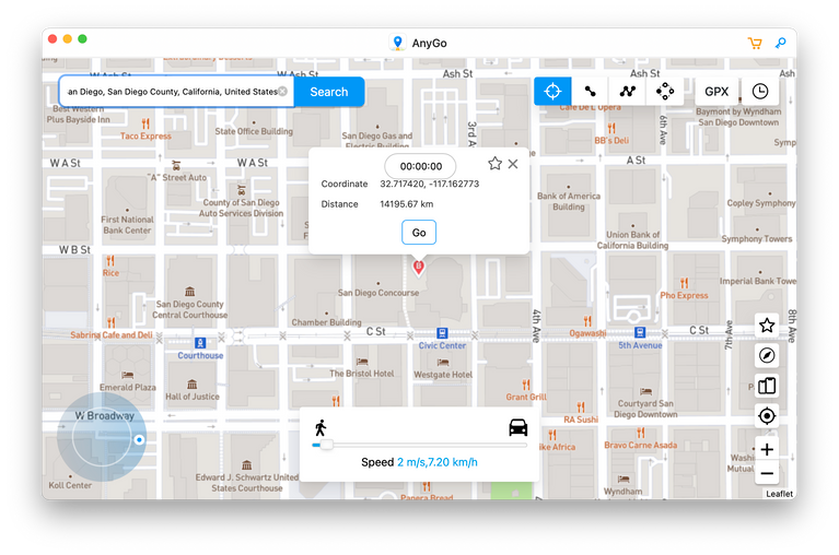 AnyGo app map location