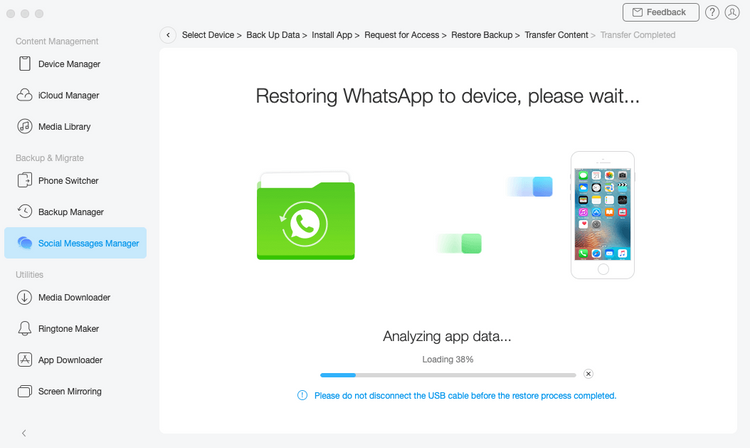 Restoring whatsapp backup anytrans