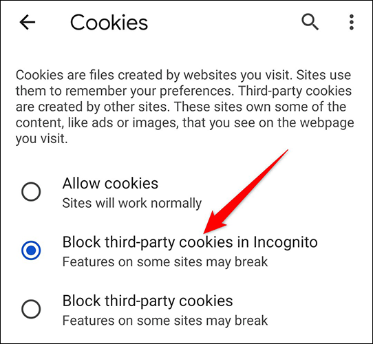 12 chrome mobile enable cookies