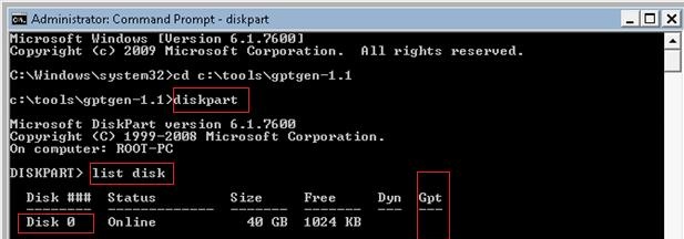 استفاده از پارتیشن بندی GPT در یک سیستم سنتی بدون UEFI: قسمت دوم دستور Gptgn