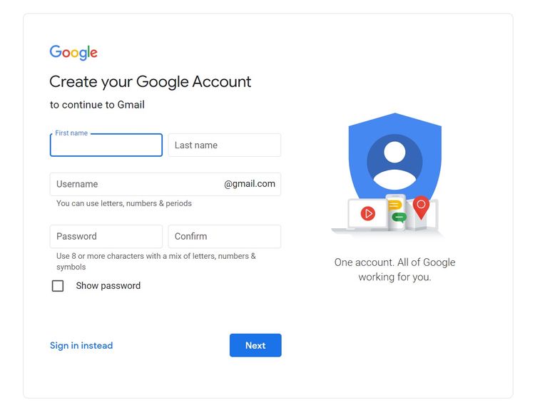 create new gmail account