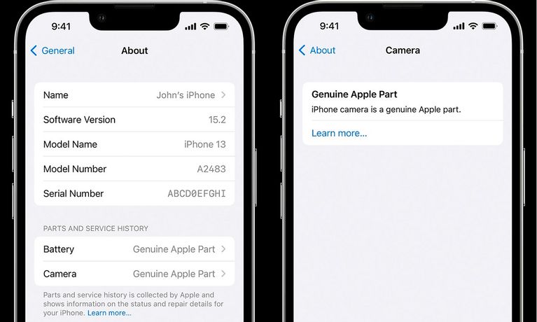 ios15 iphone13 pro parts and service history settings