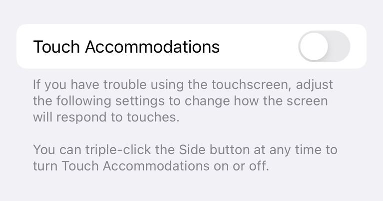 iphone touch accommodations