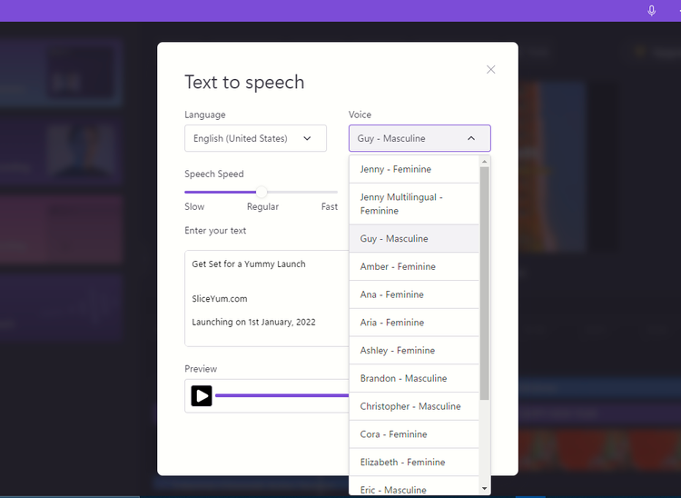 Clipchamp Text to Speech Option for Video