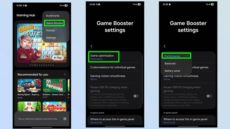 امکانات مخفی سامسونگ گلکسی S25 11 افزایش عملکرد بازی با Game Booster -