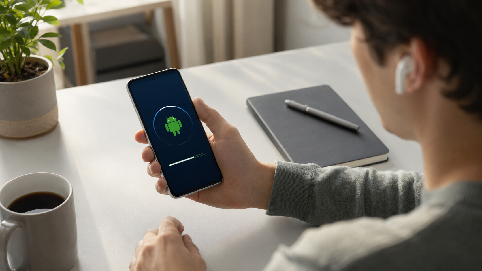 رفع باگ صدای Pixel در Android 17 چه اهمیتی دارد؟ 3 کاربر در حال نصب آپدیت اندروید روی گوشی و استفاده از هدفون بی سیم