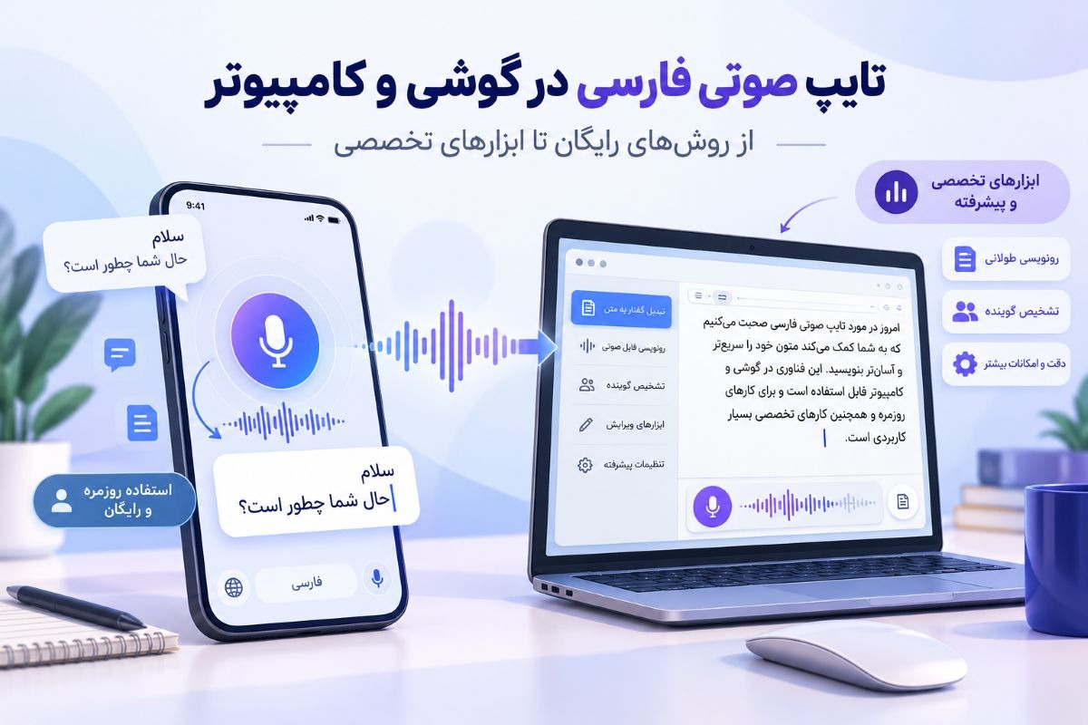 تایپ صوتی فارسی در گوشی و کامپیوتر؛ از روشهای رایگان تا ابزارهای تخصصی 1 image -